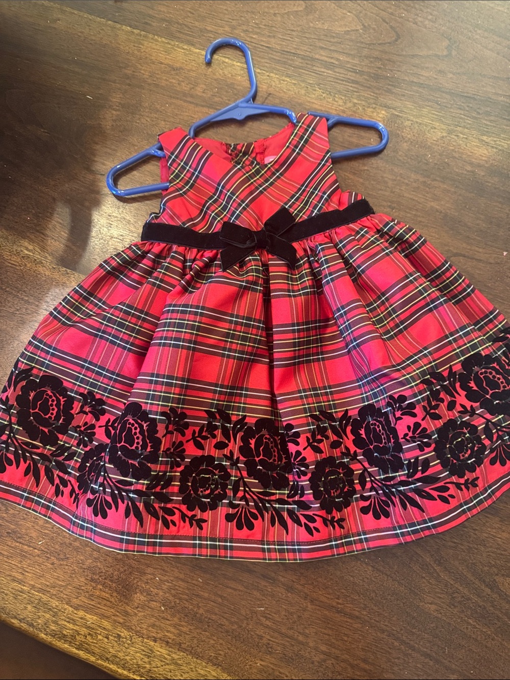 Good Lad Red Plaid Dress with Black Velvet Bow